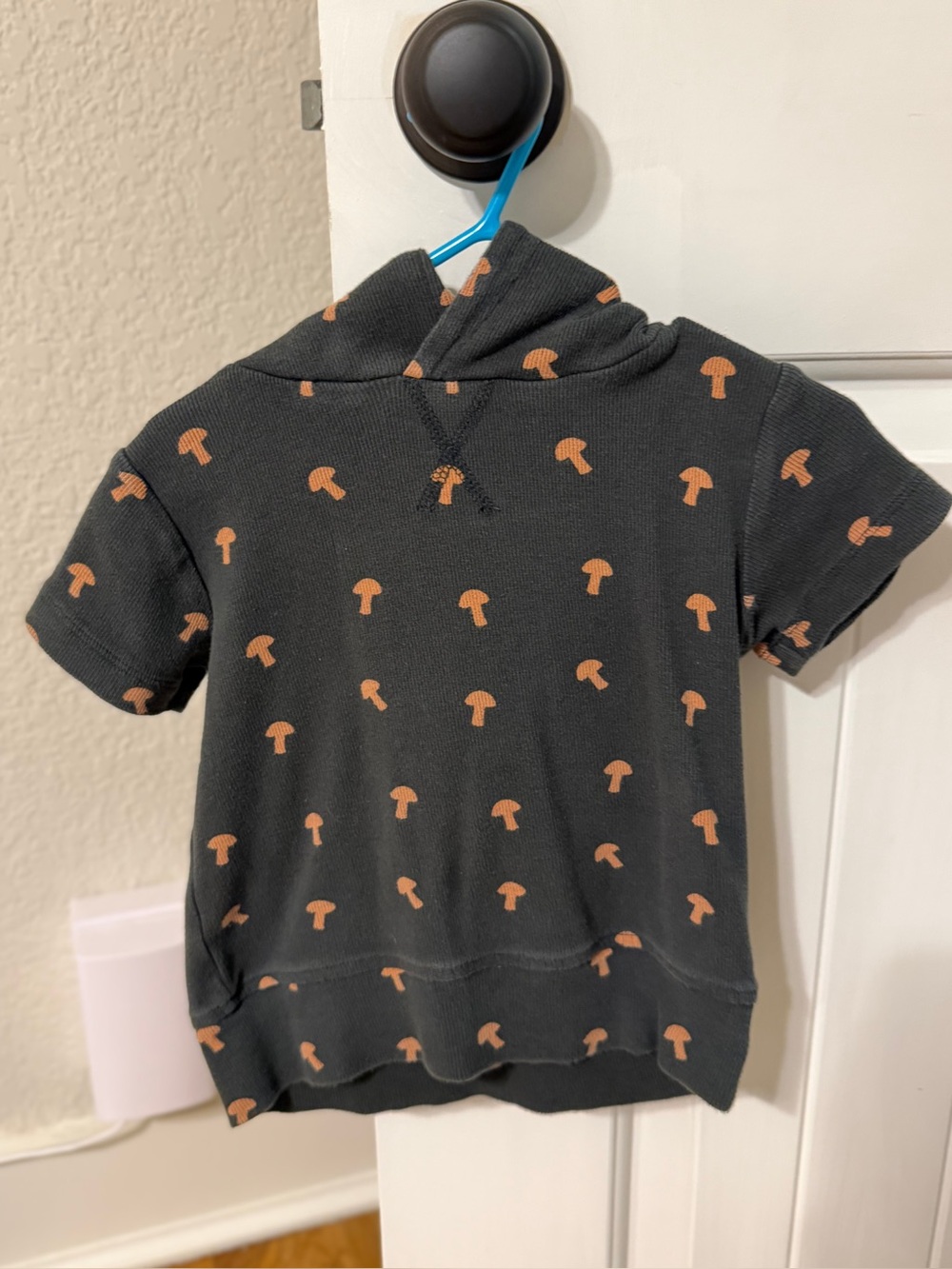 kate quinn ss hoodie | cinnamon tiny mushroom | organic cotton skinny rib 18-24m